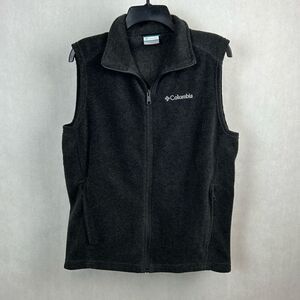 Columbia Mens Fleece Vest Gray Sz Small Zip Front Hand Pockets